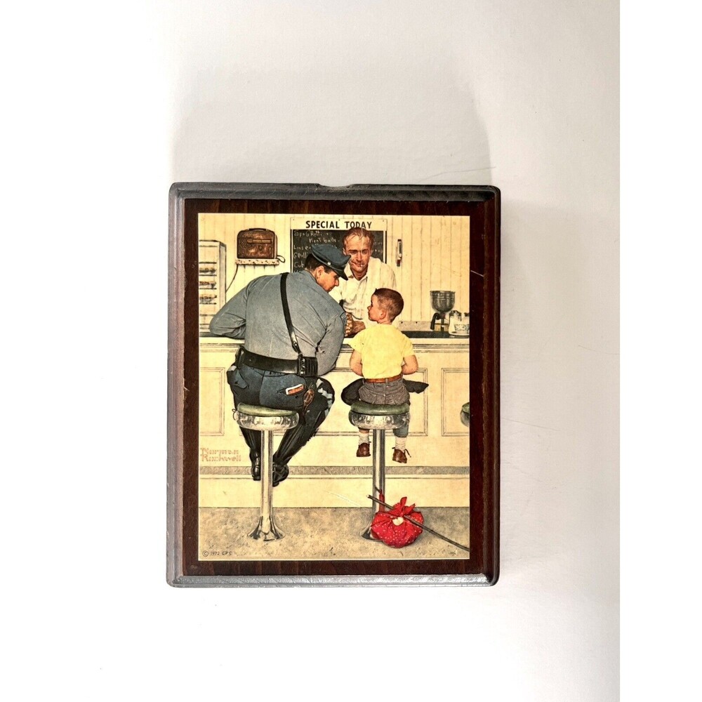 Norman Rockwell The Runaway and the Law Policeman Wood Mount